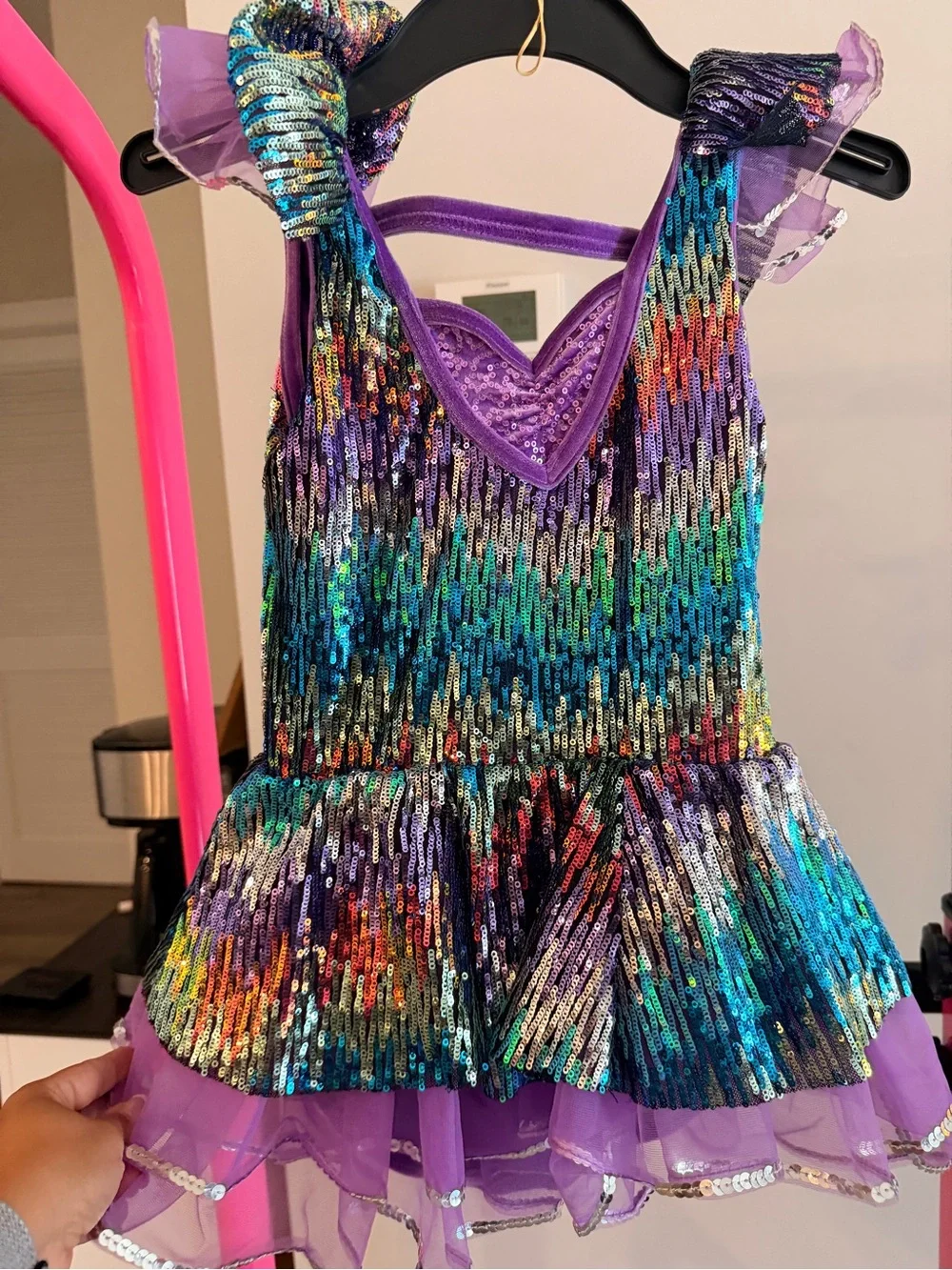Weissman Purple Multicolor Sequin Dance Dress